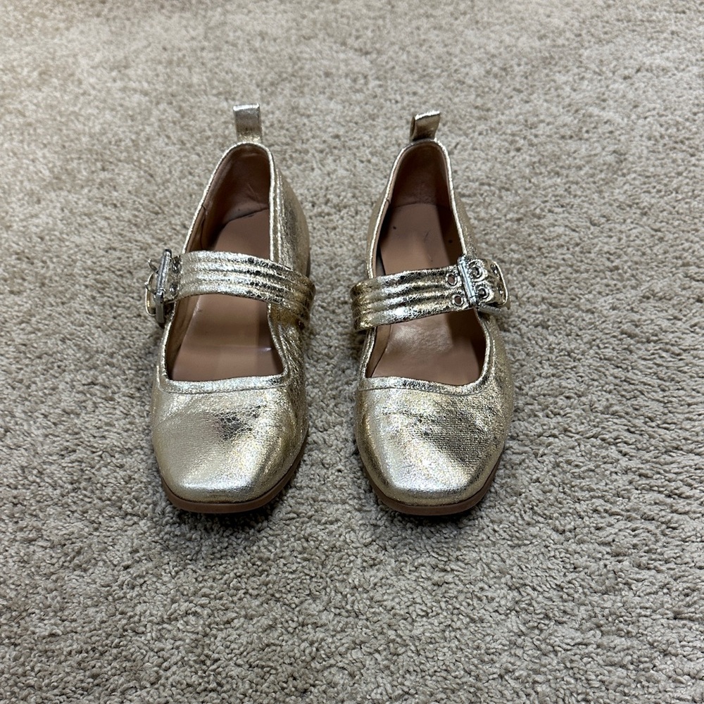 Gold Metallic Mary Jane Shoes